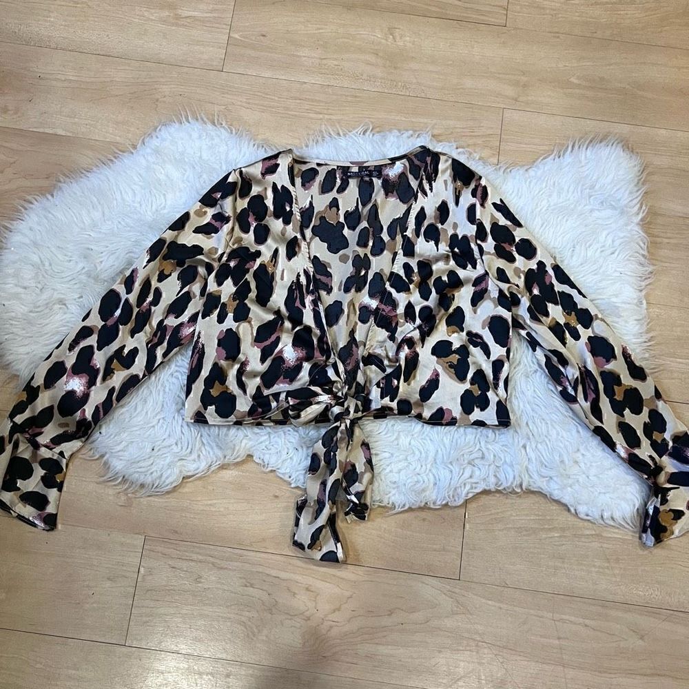 Nasty Gal animal print silky style top blouse 8